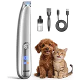 oneisall Pfotentrimmer für Hunde mit LED-Licht, Schermaschine Katze Hundepfoten Trimmer dr Pfoten Hund Katzen Rasierer Paw Trim Pro Dr. für Pfoten, Gesicht, Po, Ohren, Augen (Silber)