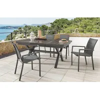 Destiny »COSTA GARDA«, (Set, 5 tlg., 1 Ausziehtisch, 4 Stapelsessel), (Set 5-tlg., 4 Sessel, 1 Tisch 160/210x100x75cm) Aluminium