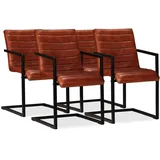vidaXL Esszimmerstühle 4 Stk. Echtleder Braun