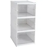 Livingandhome Schuhboxen, Weiß, Kunststoff, 25.7x54x34.7 cm, Garderobe, Schuhaufbewahrung, Schuhschränke