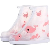 ACMEDE Regenüberschuhe Wasserdicht Überschuhe Wiederverwendbar rutschfester Schuhüberzieher,Optimal vor Regen,Schnee und Matsch geschützt für Unisex-Kinder (M, Rosa Wal) - M