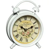 Ambiente Haus Tischuhr aus Metall - Rosen 16cm weiß, Tischuhren