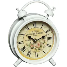 Ambiente Haus Tischuhr aus Metall - Rosen 16cm weiß, Tischuhren