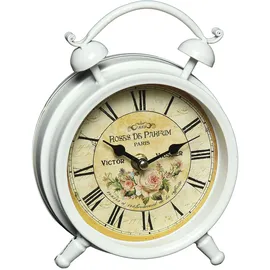 Ambiente Haus Tischuhr aus Metall - Rosen 16cm weiß, Tischuhren