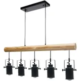 Mendler HWC-H83 5-flg. E27 60 cm Industrial Vintage Holz/Metall schwarz