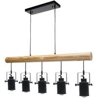 Mendler HWC-H83 5-flg. E27 60 cm Industrial Vintage Holz/Metall schwarz