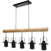 Mendler HWC-H83 5-flg. E27 60 cm Industrial Vintage Holz/Metall schwarz
