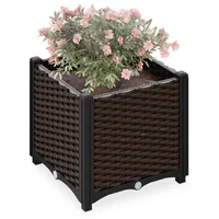 Relaxdays Pflanzkübel, Rattan-Optik, HBT: 38x40x40 cm, Garten, Balkon &