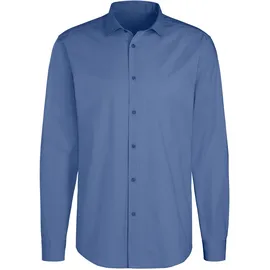 John Devin Langarmhemd JOHN DEVIN "elastische Baumwollqualität", Herren, Gr. XXL (45/46), N-Gr, blau, Web, Obermaterial: 97% Baumwolle, 3% Elasthan, unifarben, körpernah, Rundhals, 1-Knopf-Manschette, Hemden, für maximale Bewegungsfreiheit durch Stretch