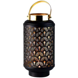 Marrakesch Orient & Mediterran Interior Orientalische Gartenlaterne Braga modern aus Metall in Schwarz 30 cm