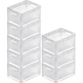 Proregal SuperSparSet 8x Transparenter Eurobehälter LightLine mit offenem Griff | HxBxT 22x30x40cm | 24 Liter | Eurobox, Transportbox, Transportbehälter, ...