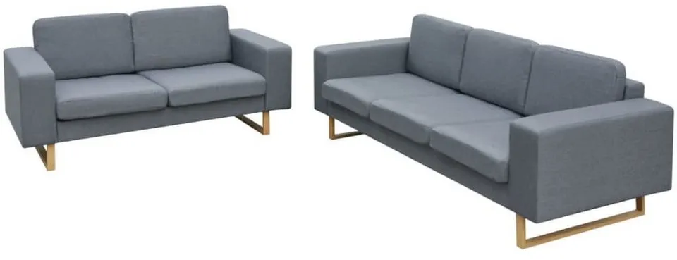vidaXL Sofa 2-Sitzer und 3-Sitzer Sofa Set Hellgrau grau 200 cm x 76 cm x 82 cm
