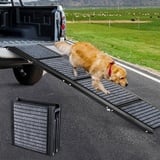 Längste 180,3 cm große Hunderampe für große Hunde, faltbare Hunde-SUV- und LKW-Rampe mit rutschfester Teppichoberfläche, Haustierrampe für Außentreppen, extra lange Hunderampen für mittelgroße und