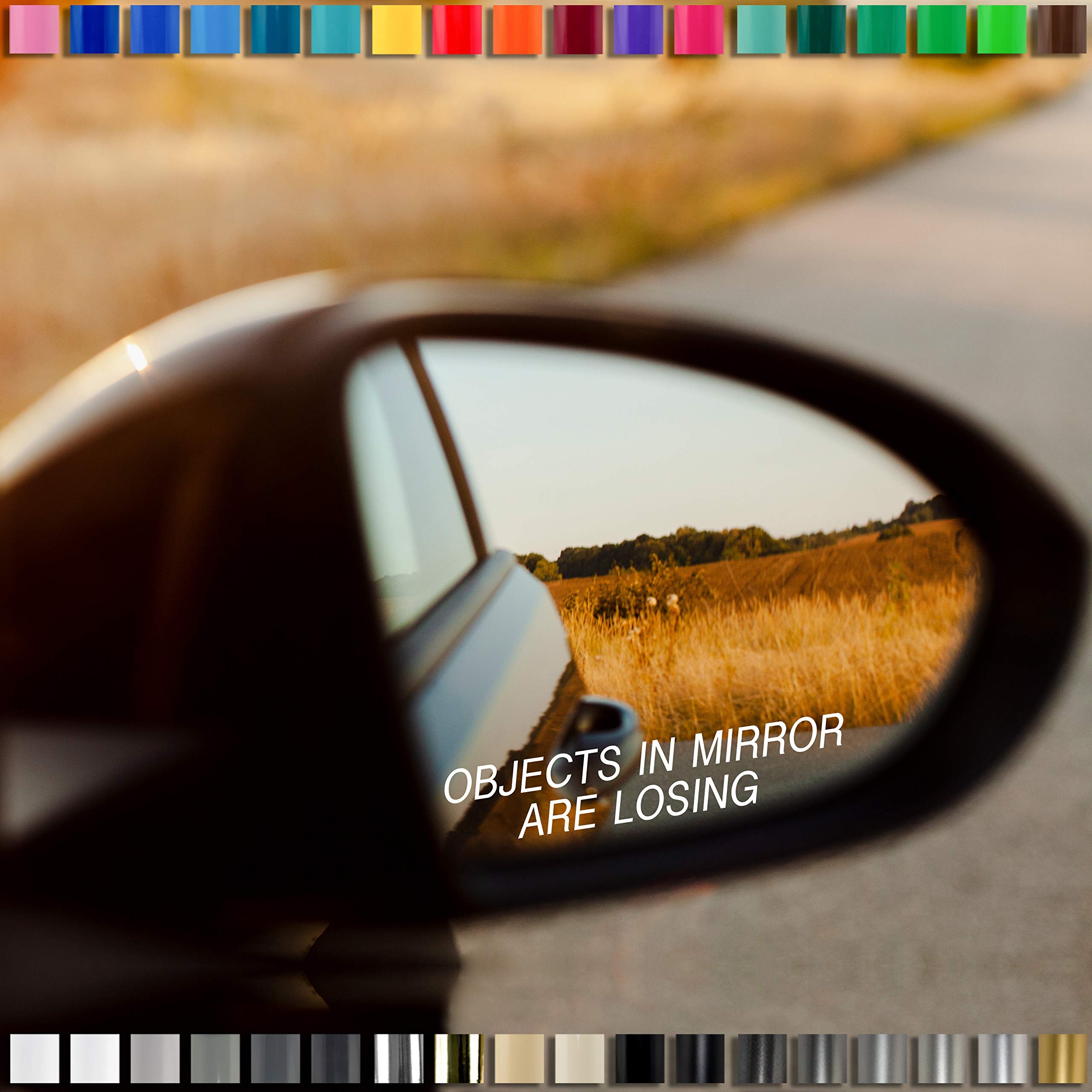 Auto-Dress® 2X Objects in Mirror Are Losing Spiegel Aufkleber Autospiegel 80x16mm (Farbwunsch)