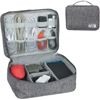 Relaxdays Kabeltasche Organizer 11 x 25 x 20 cm 1-tlg. grau