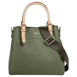 Henkeltasche BUGATTI "ELLA", Damen, Gr. B/H/T: 22cm x 21cm x 10cm onesize, grün, Kunstfaser, unifarben, Taschen