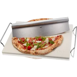 GEFU Pizzastein eckig 38 x 30 cm Edelstahl - Keramik weiß