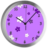 CreaDesign Funkwanduhr Funkuhr, Kinder Wanduhr, Kinderuhr, Kinderzimmer Blume lila (geräuscharmes Uhrwerk) lila