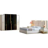 Xlmoebel Schlafzimmer-Set Zeitgemäßes Schlafzimmermöbel Set Bett 2x Nachttische Schrank Stil, (4-tlg., 1x Bett + 2x Nacttische + 1x Kleiderschrank), Hergestellt in Europa weiß