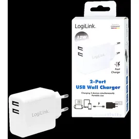 Logilink USB Steckdosenadapter 12 Watt weiß