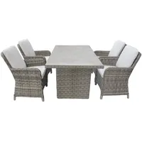 bellavista - Home&Garden® Gartenlounge-Set »Ria« Dininglounge Set Sitzgruppe Loungemöbel Lounge Gartenmöbel, (Set, 5-tlg., 4x Sessel, 1x Tisch, Sitz- und Rückenkissen), grau, Polyrattan, für 4 Personen, wetterfest, Garten, Terrasse, Balkon grau