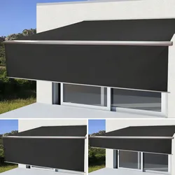 Mendler Elektrische Vollkassetten-Markise T124, 4,5x3m ausfahrbarer Volant ~ Polyester Anthrazit