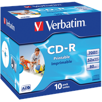 CD 8010 VER-P - CD-R AZO, 700 MB, 52x, bedruckbar, 10er Pack Jewel Case