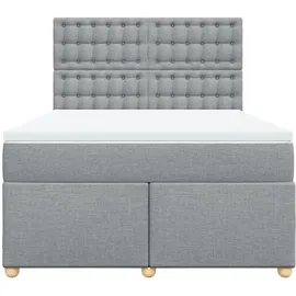 vidaXL Boxspringbett mit Matratze Hellgrau 140x200 cm Stoff