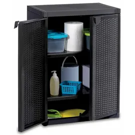 vidaXL Gartenschrank 0,65 x 0,45 x 0,88 m PP Rattan schwarz