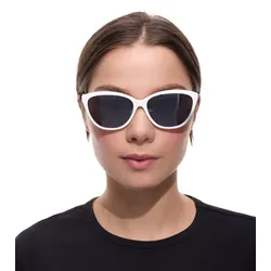 adidas Damen Sonnen-Brille mit verspiegelten grauen Gläsern und weißen Bügeln Sommer-Brille Filterkategorie 3 EY0433 Weiß - One-Size
