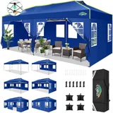 COBIZI Faltpavillon 3x6 Pop up pavillon wasserdicht stabil Winterfest faltbar partyzelt mit 6 Seitenwänden UV-Schutz Gartenpavillon mit Reflexstreifen & Lüftungsöffnung für Hochzeiten, Blau