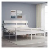 furnicato Bett Seniorenbett Massivholz Weiß 205,5 x 185,5 x 81 cm (1-tlg) weiß 185.5 cm x 205.5 cm x 81 cm