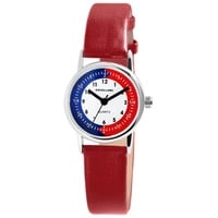 Excellanc Kinder-Uhr Kunstleder Lernuhr Junge Mädchen Analog Quarz 4900005 Rot