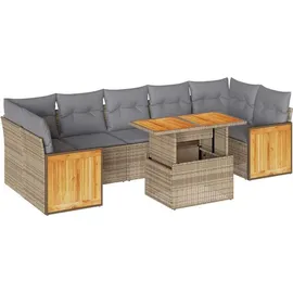 vidaXL Garten-Lounge-Set 8-tlg. beige Polyrattan Akazie