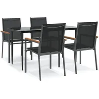 VidaXL 5-tlg. Garten-Essgruppe Schwarz Textilene und Stahl