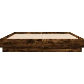 vidaXL Bettgestell mit LED Räuchereiche 140x200 cm