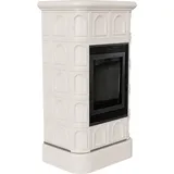Kamineinsatz aus Stahl BLANKA 8 kW Ø 160 creme Kachel schwarz Verkleidung