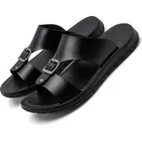 INF Herren Kunstleder Pantoletten Atmungsaktive Strandschuhe Mehrere Farben Schwarz 47 - Schwarz - 47