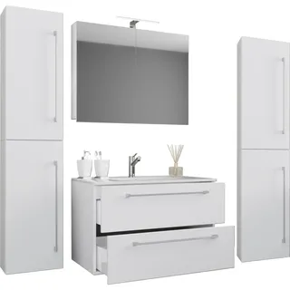 VCM 5-tlg. Waschplatz Waschtisch Badinos 2 Schubladen Spiegelschrank