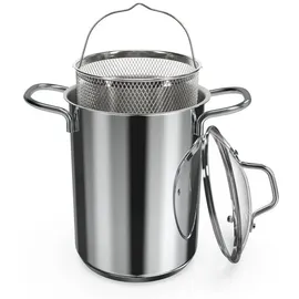 Navaris Spargeltopf Kochtopf Nudeltopf 3,9l - Topf zum Kochen von Spargel oder Spaghetti - aus Edelstahl mit Siebeinsatz - BPA-frei spülmaschinenfest