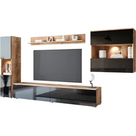 INOSIGN Wohnwand »PARIS, Vitrine Türanschlag links/rechts wechselbar« Komplett-Set, 4 Stk. tlg., schwarz