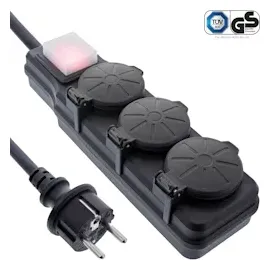 InLine InLine® Outdoor-Steckdosenleiste, 3-fach Schutzkontakt, IP44, mit Schalter, 10m