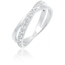 Elli Fingerring »Ring Neuheit Wickelring Kristalle 925 Silber« Elli Silber 58