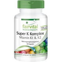 Super K Komplex - Vitamin K1 und K2 - 90 Kapseln hochdosiert | VEGAN | fairvital