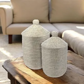 well home mobiliario & decoración Well Home Set mit 2 Wäschekörben mit Deckel, Ø 27 cm, Ø 33,5 cm