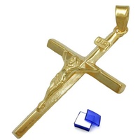 unbespielt Kreuzanhänger Anhänger Kreuz mit Jesus 375 Gold 30 x 18 mm inkl. Schmuckbox, Goldschmuck für Damen und Herren goldfarben