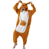 AKAAYUKO Damen Karneval Kostüm Pyjama Herren Weihnachten Halloween Jumpsuit Schlafanzug Tiere Onesie Overall Nachtwäsche Faschingskostüme Känguru - L