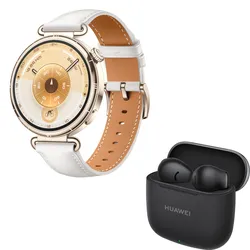 HUAWEI Watch GT6 41mm, White Leather + Huawei Buds SE3 inkl. HUAWEI Freebuds SE3, schwarz (Bundle)