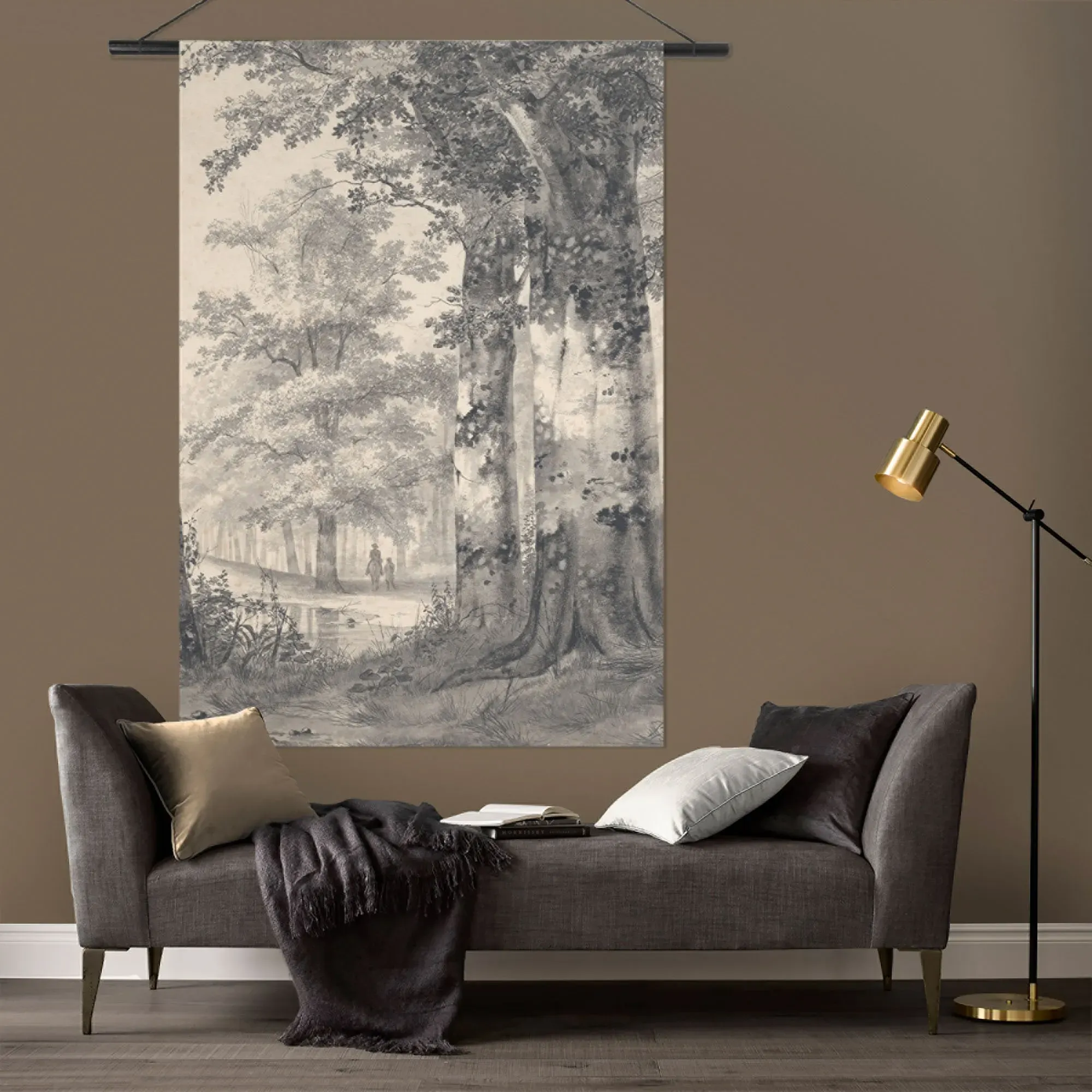 Wandbild »Vintage Wald«, (1 St.), Wandteppich XL, 39922131-0 Mehrfarbig B/H/T: 100 cm x 150 cm x 2 cm