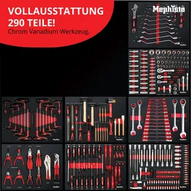 Mephisto XXL Werkzeugwagen mit 8 Schubladen mit Werkzeug inkl. Rollgabelschlüssel